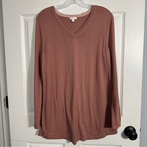 J. Jill v-neck long sleeved knit sweater, fall, dusty rose, casual